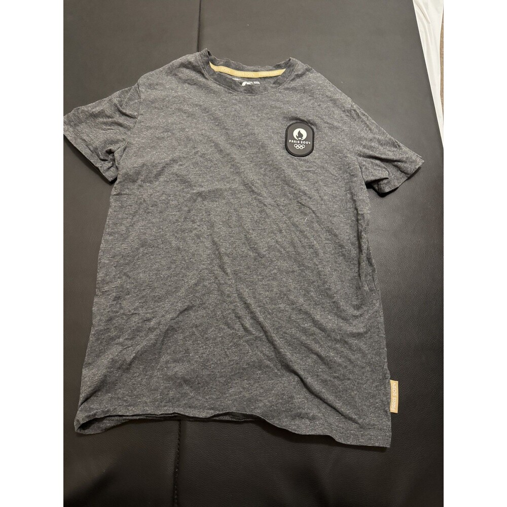 Paris 2024 Olympics Mens Heather Grey T-Shirt Logo Patch Le Coq Sportif S